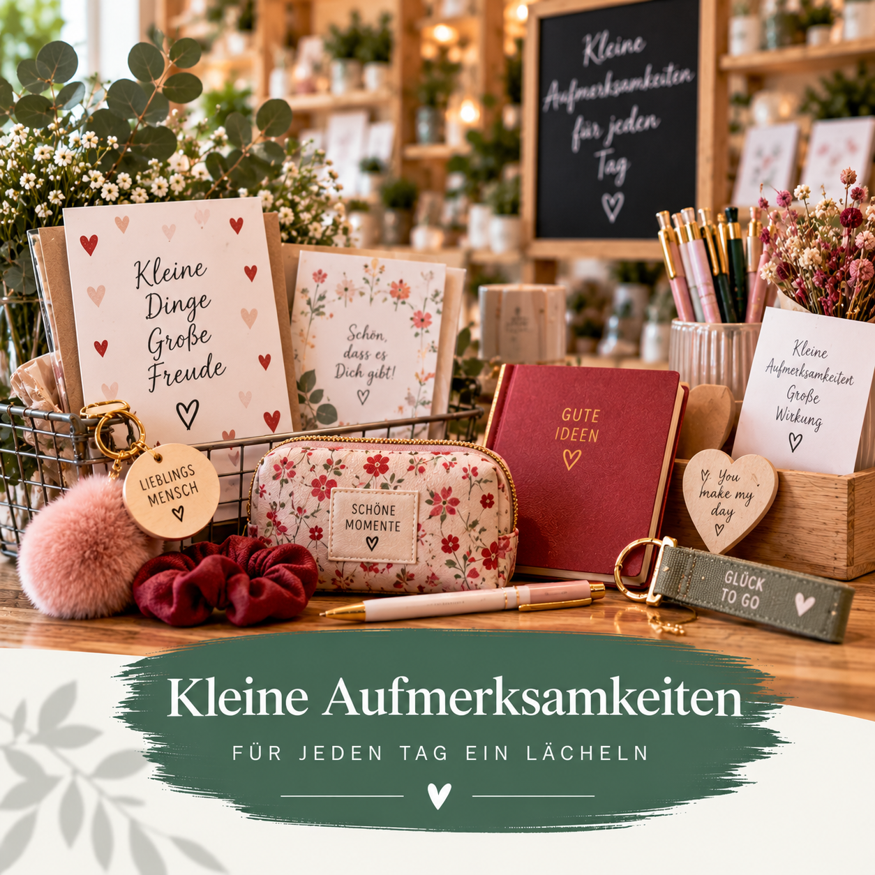 Kleine Geschenkideen mit Tassen, Karten und liebevollen Aufmerksamkeiten