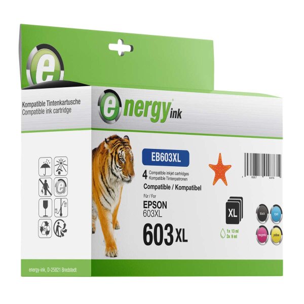 energy ink EB603XL Multipack kompatibel zu Epson 603XL – Schwarz/Cyan/Magenta/Gelb