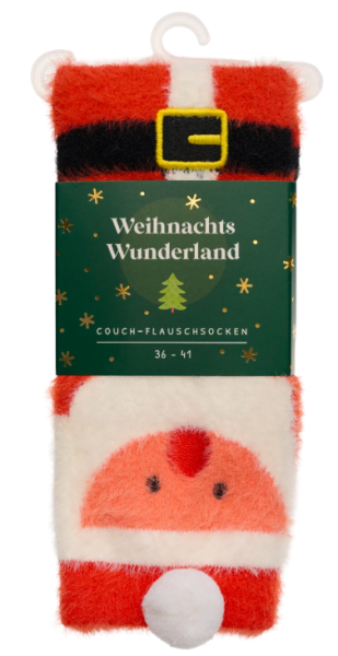 Weihnachtswunderland Couch-Flauschsocken – Santa Claus