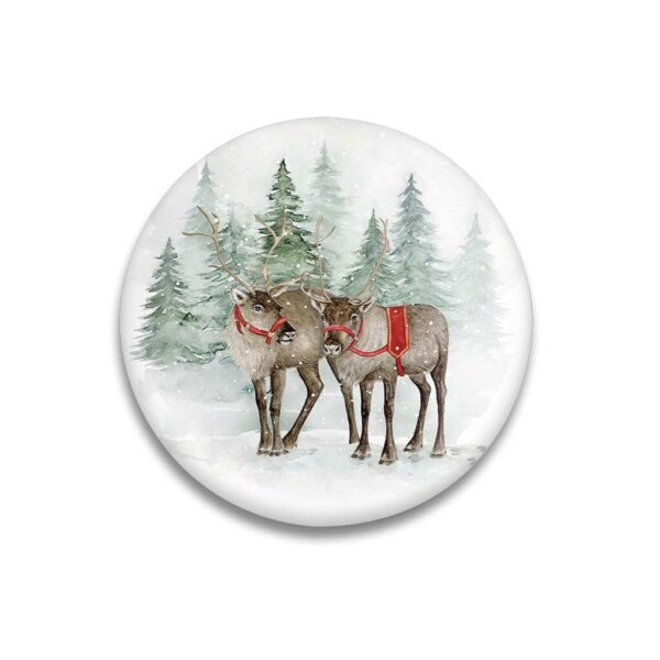 Maluu Dekomagnet Snowy Reindeer Ø 55 mm – Rentier-Motiv