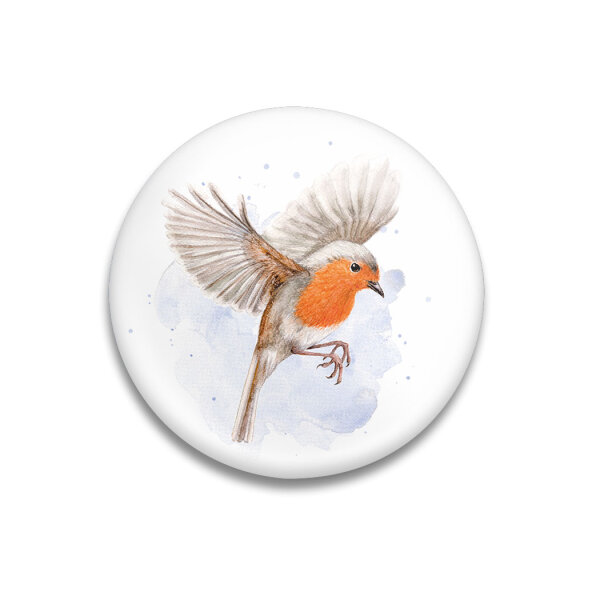 Maluu Dekomagnet Flying Robin Ø 55 mm – Rotkehlchen