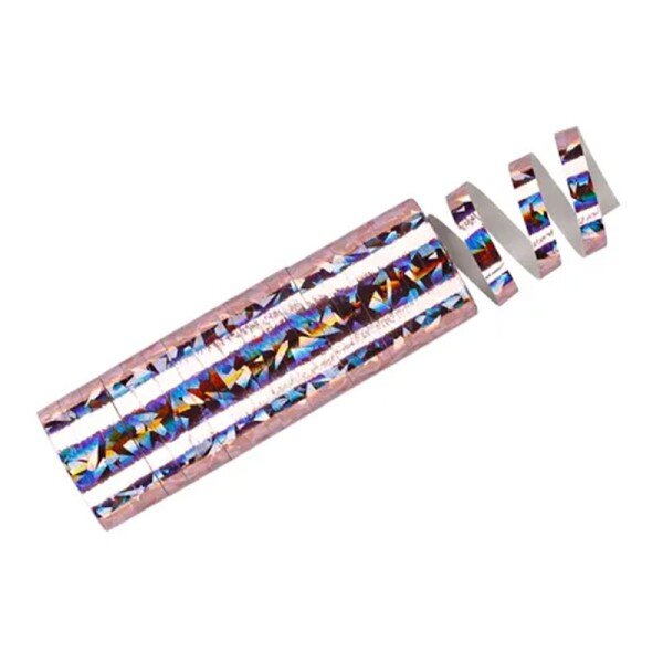PartyDeco Luftschlange holografisch 3,8 m – Hellrosa