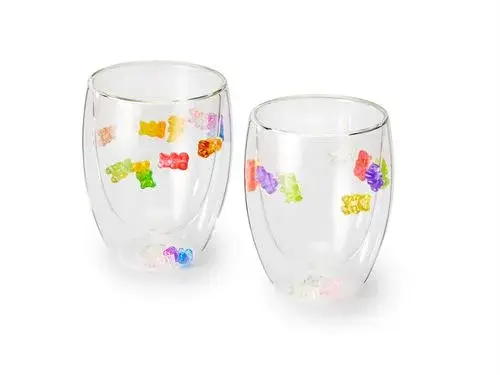 Cha Cult Doppelwandiger Glas-Cup „Sadie“ mit bunten Bärchen 0,3 l – 2-fach sortiert