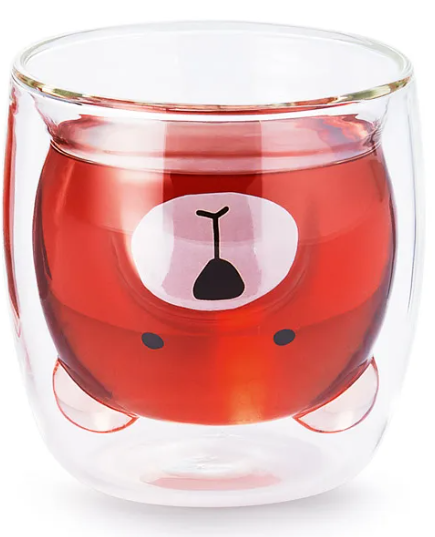 Cha Cult Glas Pat 200 ml – Doppelwandiges Trinkglas "weiß" mit niedlichem Bärenmotiv