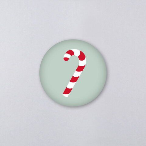 Kunst an Papier Magnet „Zuckerstange“ Ø 56 mm – Weihnachtsmotiv