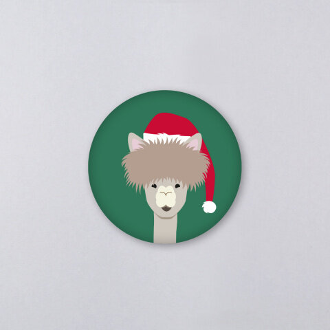 Kunst an Papier Magnet „Alpaka“ Ø 56 mm – Tiermotiv