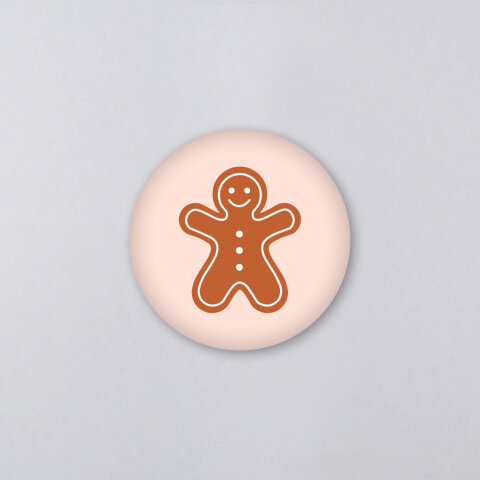 Kunst an Papier Magnet „Lebkuchenmann“ Ø 56 mm – Weihnachtsmotiv