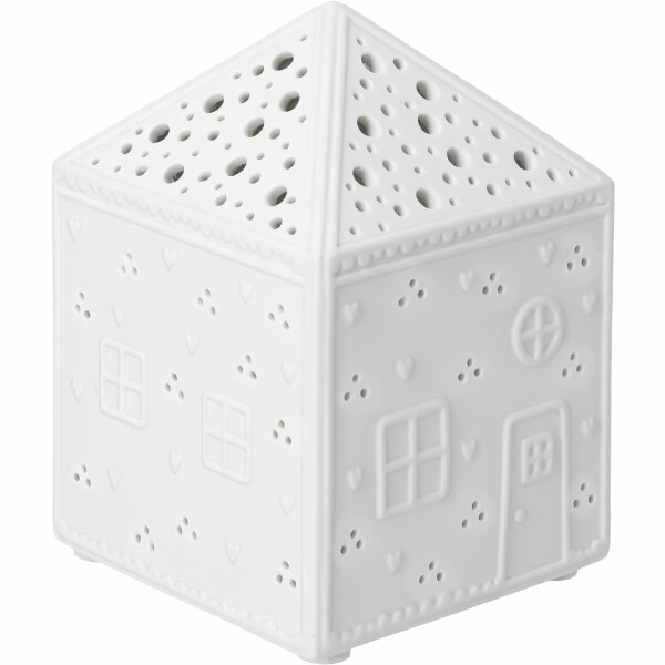 räder LED-Lichthaus Lebkuchen, 12 cm – Weiß, Porzellan
