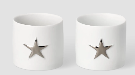 Räder Design Teelichthalter Sterne Silber – Sternenlichtlein 2er-Set aus Porzellan, 4,5 cm