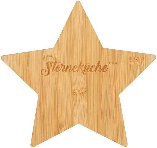 Räder Design Bambusbrett Stern „Sterneküche“ – Sternförmiges Schneidebrett, 21 cm