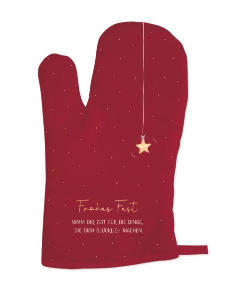 Grafik Werkstatt Ofenhandschuh Frohes Fest – 18 x 30 cm, Baumwolle