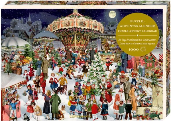 Coppenrath Puzzle-Adventskalender „Nostalgischer Weihnachtsmarkt“ – Barbara Behr, 1000 Teile