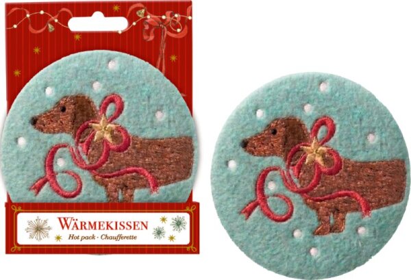 Die Spiegelburg Wärmekissen Dackel – Türkis, Festliche Weihnachten