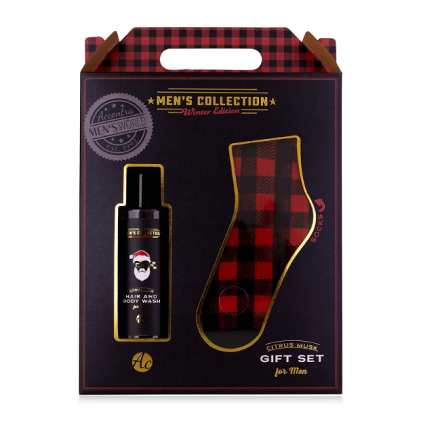 Accentra Mens Collection Winter Edition Geschenkset – Duschgel 150 ml & Socken, Citrus Musk