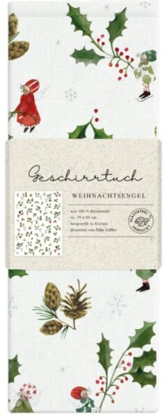 Grätz Verlag Geschirrtuch Weihnachtsengel 50 x 70 cm – Baumwolle