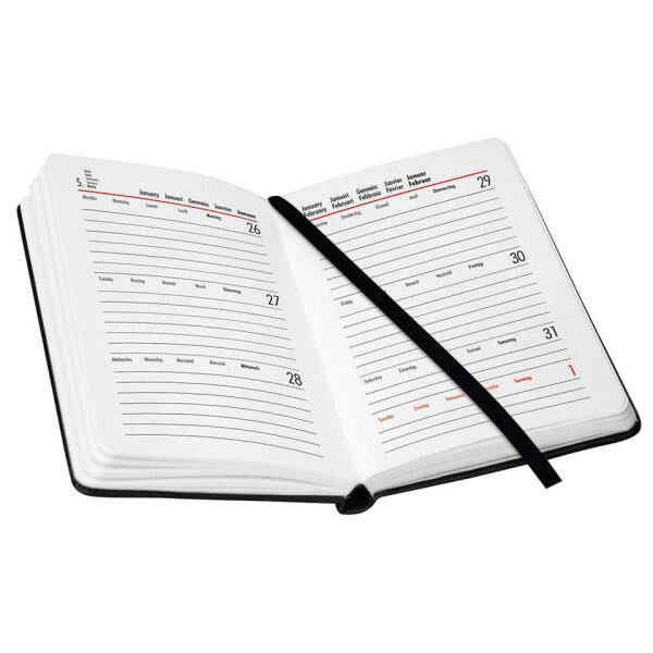 BSB V-Book Buchkalender A6 2027, 1 Woche/2 Seiten – Schwarz