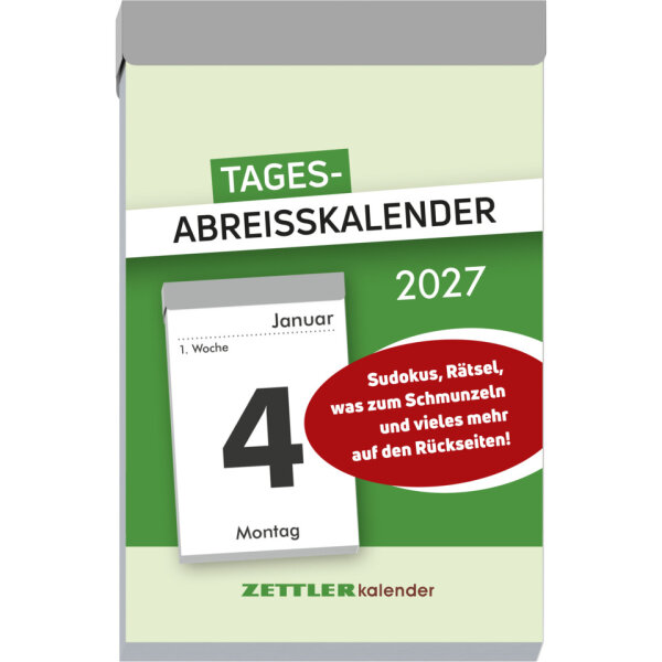ZETTLER Tagesabreißkalender L 2027, 6,6 × 9,9 cm – 1 Tag/Seite