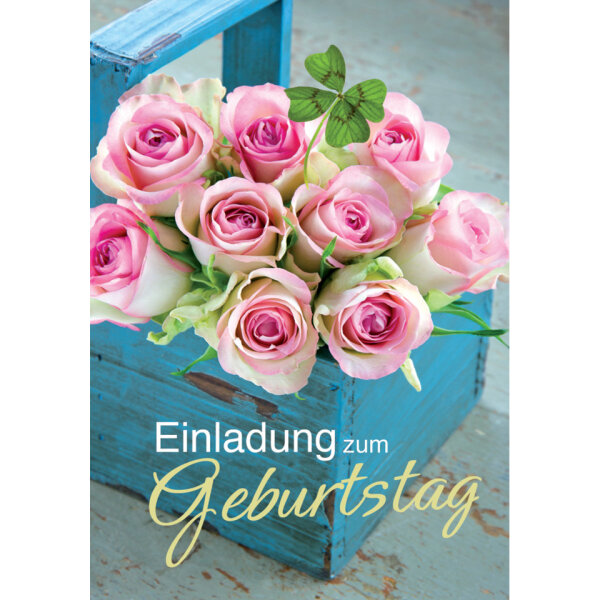KOMMA³ Einladungskarten Geburtstag Blumen – 5 Stück inkl. Umschläge
