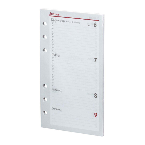 BSB Kalendereinlage Kompakt A6 2027, 9,5 × 16,7 cm – 1 Woche/2 Seiten, 6-fach gelocht