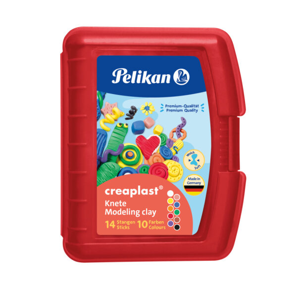 Pelikan Kinderknete creaplast 240 g &ndash; 14 Stangen, 10 Farben, rote Box