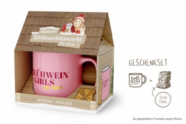 la vida Weihnachtsmarkt Geschenkset „Glühwein Girls“ – Kultbecher & 6 Spekulatius