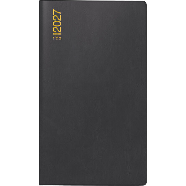 RIDO id&eacute; Miniplaner d 15 2027, 8,7 &times; 15,3 cm &ndash; 1 Monat/2 Seiten, Schwarz