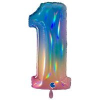 XXL &ndash; Zahlenballon 1 &ndash; Colourful Rainbow