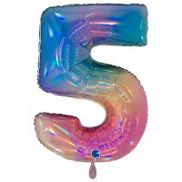 XXL &ndash; Zahlenballon 5 &ndash; Colourful Rainbow