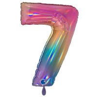 XXL &ndash; Zahlenballon 7 &ndash; Colourful Rainbow