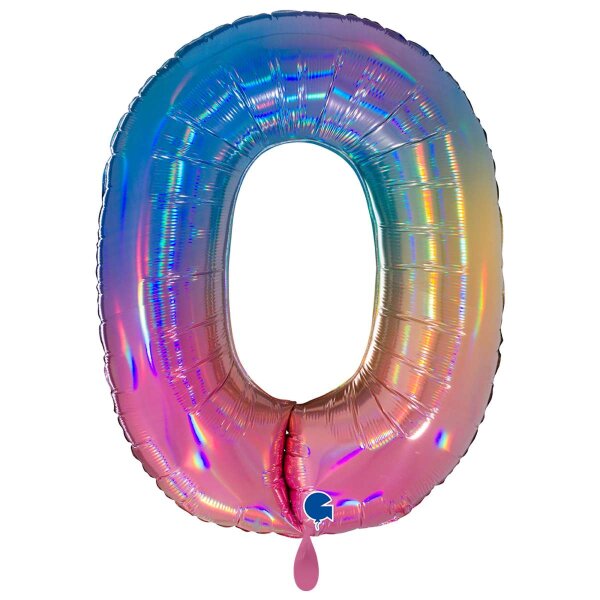 XXL &ndash; Zahlenballon 0 &ndash; Colourful Rainbow