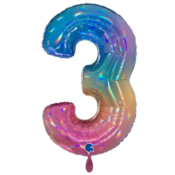 XXL &ndash; Zahlenballon 3 &ndash; Colourful Rainbow