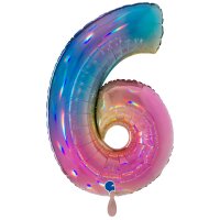 XXL &ndash; Zahlenballon 6 &ndash; Colourful Rainbow
