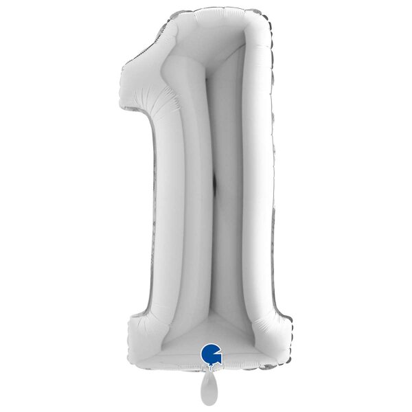 XXL &ndash; Zahlenballon 1 &ndash; Silver