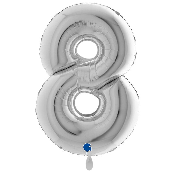 XXL &ndash; Zahlenballon 8 &ndash; Silver