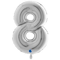 XXL &ndash; Zahlenballon 8 &ndash; Silver