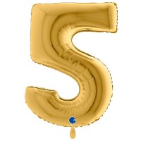 XXL &ndash; Zahlenballon 5 &ndash; Gold