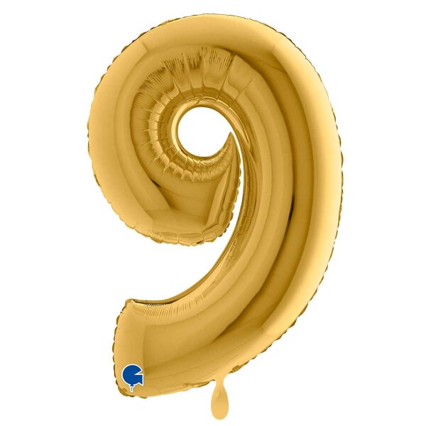 XXL &ndash; Zahlenballon 9 &ndash; Gold