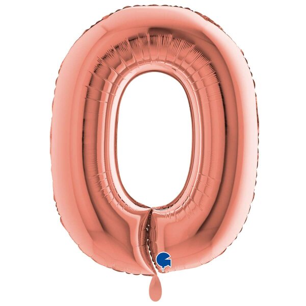 XXL &ndash; Zahlenballon 0 &ndash; Rose Gold