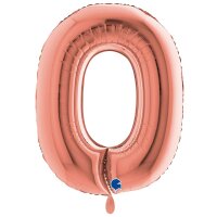 XXL &ndash; Zahlenballon 0 &ndash; Rose Gold