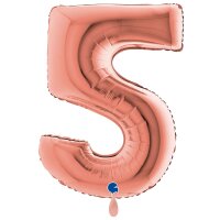 XXL &ndash; Zahlenballon 5 &ndash; Rose Gold