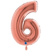 XXL &ndash; Zahlenballon 6 &ndash; Rose Gold