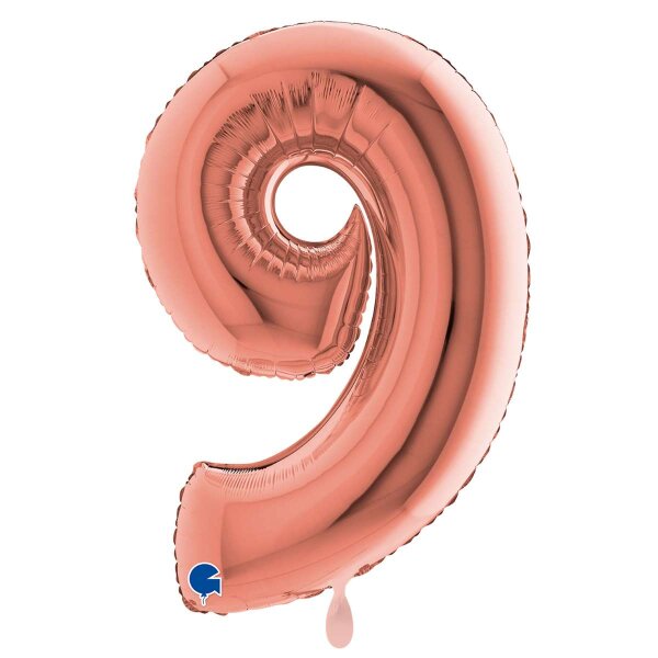 XXL &ndash; Zahlenballon 9 &ndash; Rose Gold