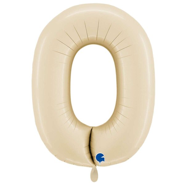 XXL &ndash; Zahlenballon 0 &ndash; Satin Cream