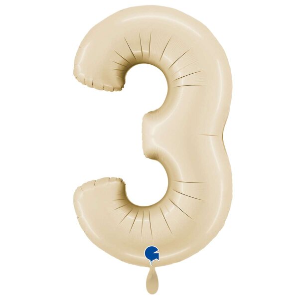 XXL &ndash; Zahlenballon 3 &ndash; Satin Cream