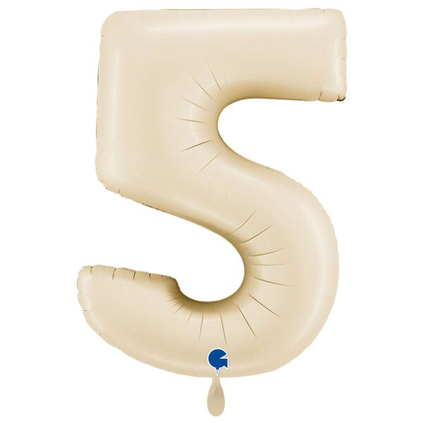 XXL &ndash; Zahlenballon 5 &ndash; Satin Cream