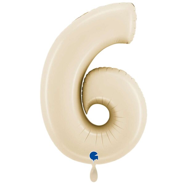 XXL &ndash; Zahlenballon 6 &ndash; Satin Cream