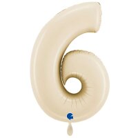 XXL &ndash; Zahlenballon 6 &ndash; Satin Cream