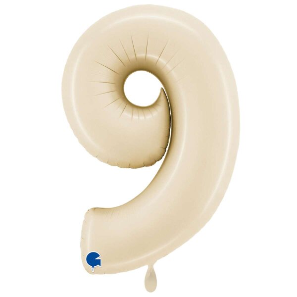 XXL &ndash; Zahlenballon 9 &ndash; Satin Cream