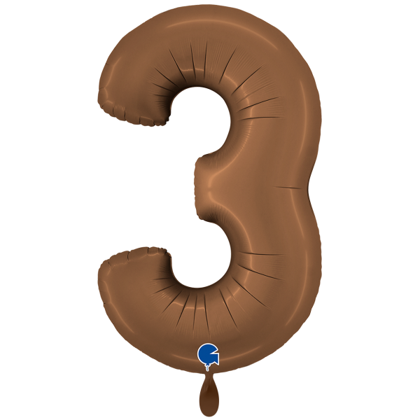XXL &ndash; Zahlenballon 3 &ndash; Satin Chocolate