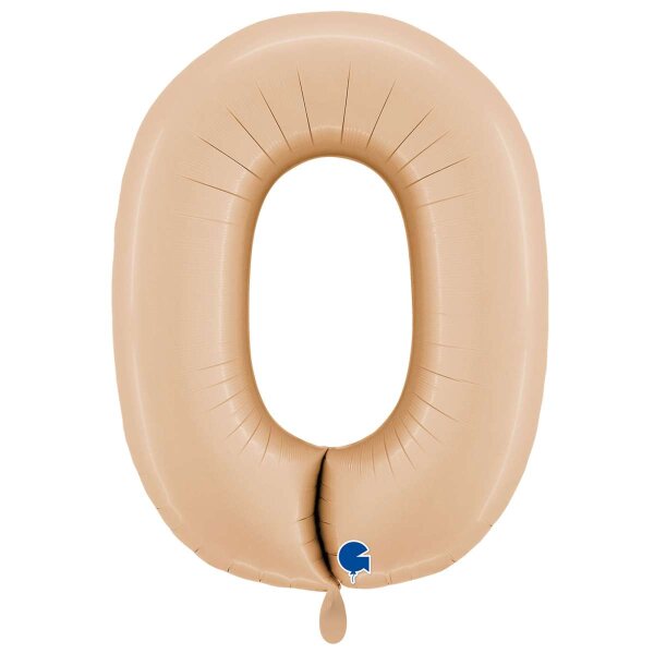 XXL &ndash; Zahlenballon 0 &ndash; Satin Nude